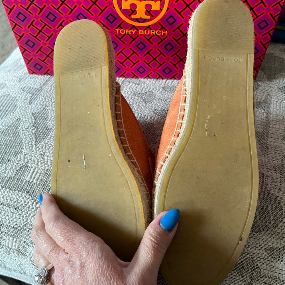 Tory Burch Orange Suede Women’s Loafers - Picture 2 of 3